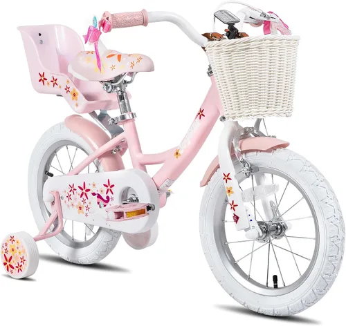 Vista 10 de JOYSTAR Unicorn Kids Bike for Girls Ages 2-9 Years Old, 12 14 16 18 Inch Kids Bike with Training Wheels, Doll Seat, Streamers and Basket, Toddler