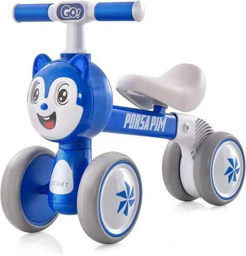 Vista 10 de BABY JOY Bicicleta de equilibrio, sin pedales, 4 ruedas, con asiento suave, como primer juguete de montar como regalo de cumpleaños, bicicleta