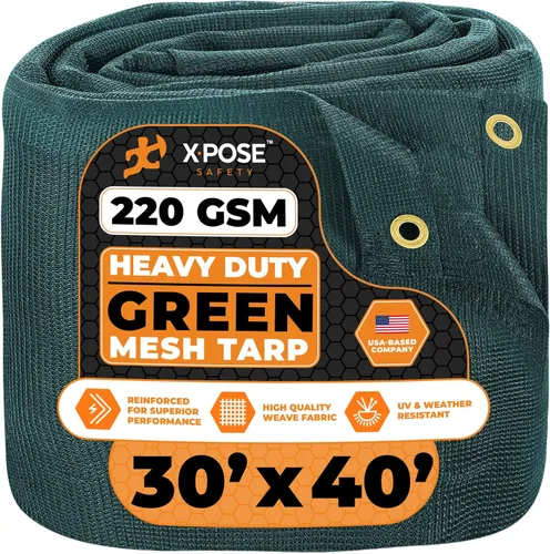 Vista 34 de Xpose Safety Lona de malla resistente, 4 x 10 pies, cubierta protectora negra multiusos con flujo de aire, uso para amarres, sombra, vallas, toldos