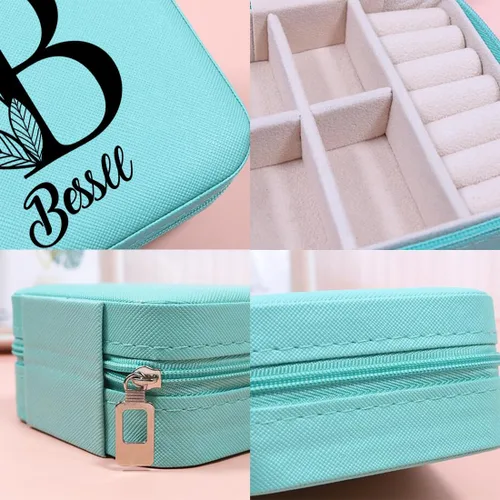 Vista 3 de SLML Joyero personalizado Organizador de joyas personalizado con nombre personalizado para niñas, organizador de joyas de viaje personalizado