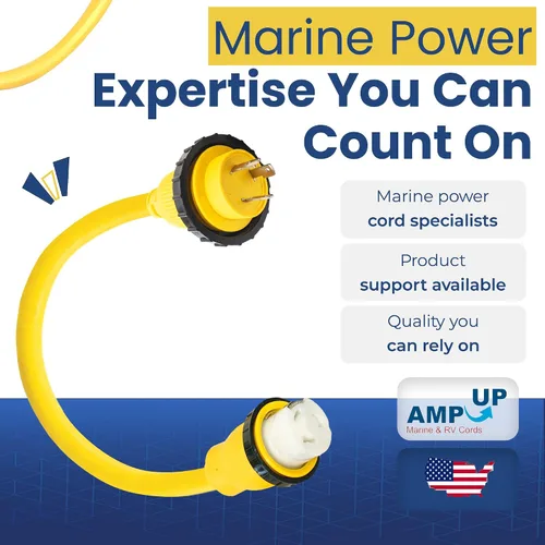 Vista 7 de Adaptador de corriente de 30 amperios macho a 50 amperios hembra, 18 pulgadas, 125 V macho a 125/250 V hembra adaptador de coleta de barco marino