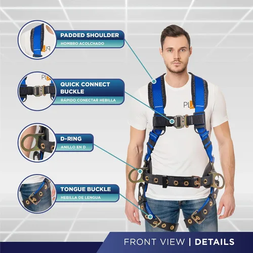 Vista 2 de Palmer Safety Arnés de seguridad de protección contra caídas Hammerhead Series Kit de seguridad I Arnés Premium + Cordón + Kit de extensor de anillo