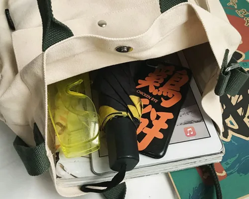Vista 7 de Bolsa de lona para mujer, bolsa cruzada de lona con bolsillos para mujer, para ir de compras, viajes, trabajo