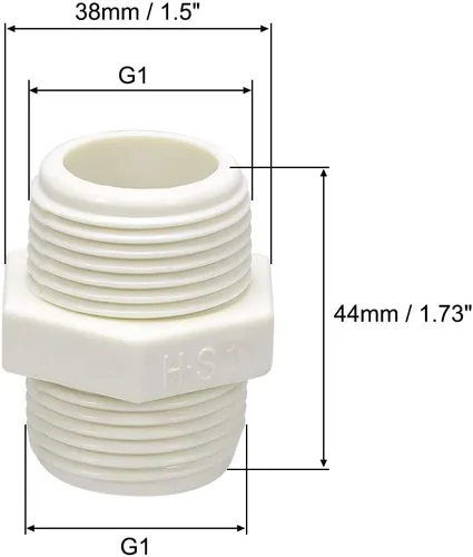 Vista 2 de uxcell Tubo de PVC accesorio hexagonal pezón G1 X G1 conector adaptador de rosca macho 5pcs
