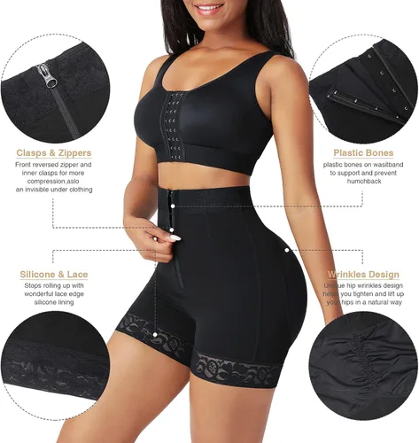 Vista 5 de FeelinGirl Braga moldeadora de cuerpo para mujer con control de abdomen y cierre de cremallera de gancho