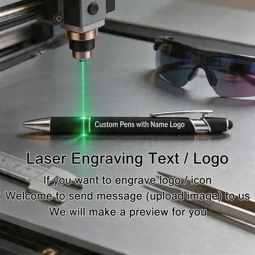 Vista 7 de Bolígrafos personalizados con nombre, texto, logotipo, bolígrafo personalizado para eventos de oficina de negocios con lápiz óptico para pantalla