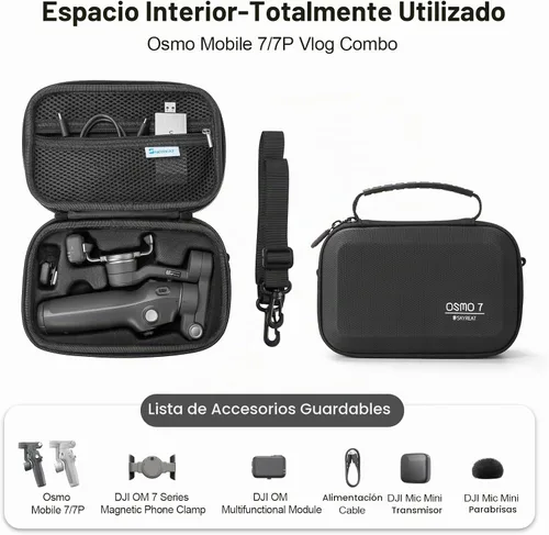 Vista 2 de Skyreat Osmo Mobile 7P Case,PU Leather Portable Storage OM 7P / OM 8 Case Shoulder Bag for DJI Osmo 8/7 Smartphone Gimbal Stabilizer Accessories
