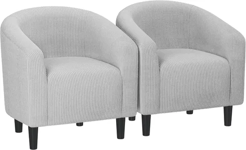 Vista 17 de Yaheetech Sillas de sala de estar, juego de 2 sillas decorativas de terciopelo, acogedoras sillas de barril con acolchado suave para sala de estar