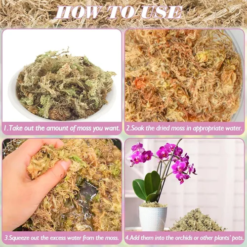 Vista 4 de Halatool - Musgo esfagnum de 3.3 libras para plantas, 60 cuartos de galón de fibra larga musgo de orquídea