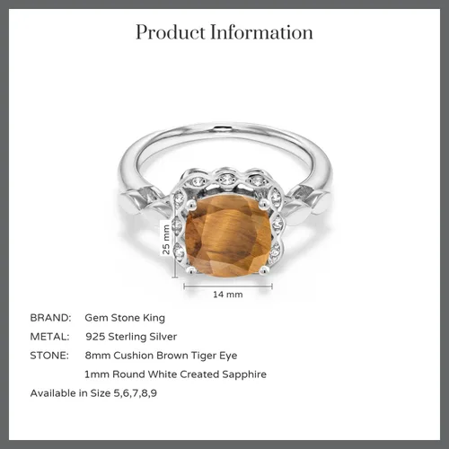 Vista 15 de Gem Stone King Anillo de compromiso de plata de ley 925 de 0.315 in con piedra natal y zafiro blanco creado Anillo de compromiso de boda