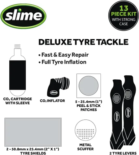 Vista 3 de Slime Deluxe Tire Tackle: Bike Tube Repair & Inflation Kit