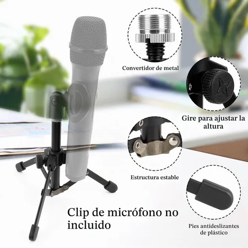 Vista 4 de Geekria for Creators - Soporte de micrófono de mesa compatible con JBL Wireless Two, Sennheiser E835, E835-S, Audio-Technica ATM510, soporte