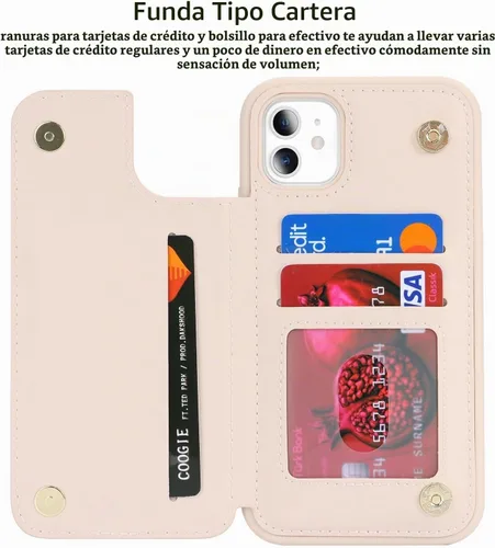 Vista 7 de iCoverCase Compatible con iPhone 11 Funda con Portador de Tarjetas, Funda de Teléfono Tipo Billetera para Mujeres Hombres Bloqueo RFID Funda Beige