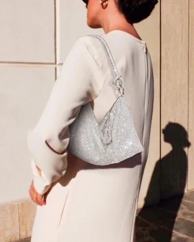 Vista 5 de WLLWOO WLLWOO Bolsos de mano con diamantes de imitación para mujer, bolsos de noche elegantes, bolsos cruzados brillantes para fiesta, club, boda