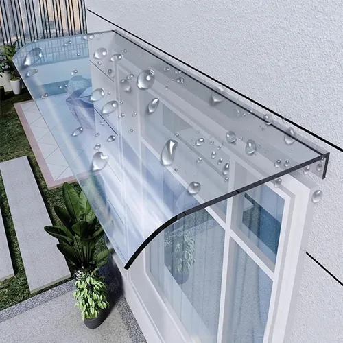 Vista 23 de Toldo para puerta al aire libre, toldo curvado para ventana, cubierta de refugio para lluvia, toldo invisible para puerta delantera, parasol