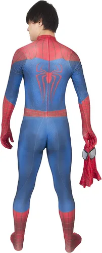 Vista 6 de AMOTEM Superhero Cosplay Halloween Costume Spandex Onesie The Amazing Spider Bodysuit