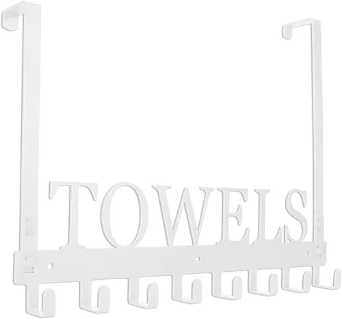 Vista 9 de Azmoncy Ganchos sobre la puerta, toallero para baño, soporte para toallas para colgar de alta resistencia, colgador de toallas de montaje en pared