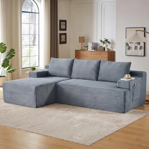 Vista 24 de Sofá modular Cloud de 97 pulgadas, moderno sofá deshuesado con diván, asiento profundo, sofá modular en forma de L, sofás de espuma de pana