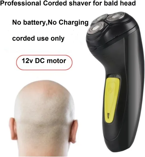 Vista 2 de Afeitadora eléctrica profesional con cable, maquinilla de afeitar de cabeza calva, afeitadora giratoria 3D para hombre, rasuradora de cara y cabeza