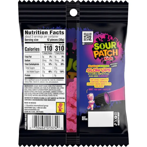 Vista 12 de SOUR PATCH KIDS Glow Ups Caramelos suaves y masticables de fresa, sandía