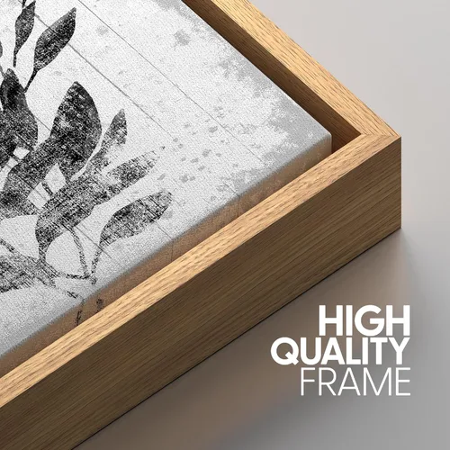 Vista 255 de SIGNWIN Lienzo enmarcado para pared, juego de arte de collage de hojas transparentes en blanco y negro, ilustraciones de naturaleza silvestre, arte