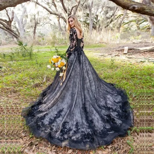Vista 5 de TRHTX Vestidos de novia de sirena de encaje para mujer 2022 vestidos de novia con hombros descubiertos, apliques, vestido de novia con mangas WZY53