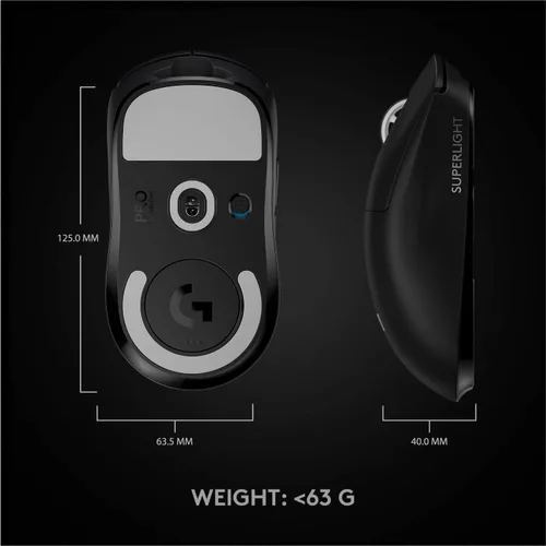 Vista 8 de Logitech G PRO X SUPERLIGHT - Mouse inalámbrico para juegos, ultraligero, sensor HERO 25K, 25,600 DPI, 5 botones programables, batería de larga