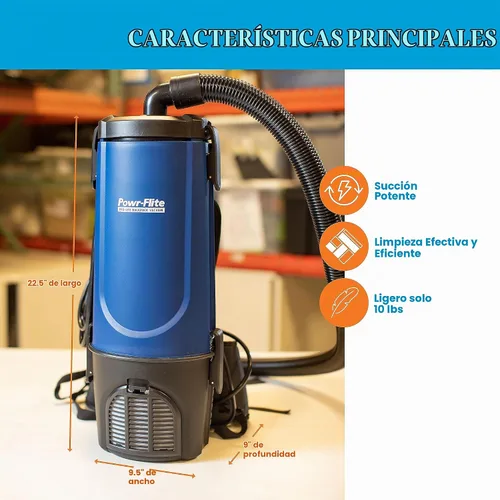Vista 3 de Powr-Flite Pro-Lite - Aspiradora de mochila de grado comercial de 4 cuartos de galón, aspiradora portátil con kit de herramientas, BP4S Aspiradora