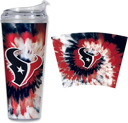 Vista 41 de Rico Industries NFL Football Glitter 24 onzas Vaso de purpurina acrílico con tapa con bisagra, Vaso de doble pared oficialmente licenciado con pajita