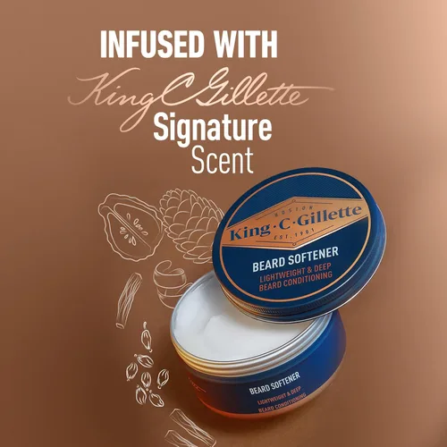 Vista 4 de King C. Gillette Bálsamo Suave para Barba, Acondicionamiento Profundo con Mantequilla de Cacao, Aceite de Argán y Mantequilla de Karité