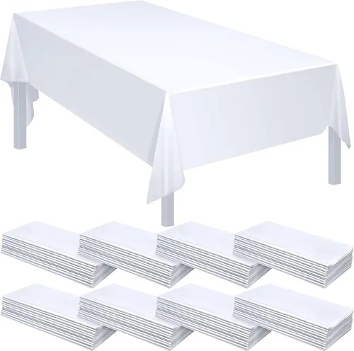 Vista 7 de Paquete de 28 manteles rectangulares de plástico desechables de 54 x 108 pulgadas, manteles desechables para mesas rectangulares, manteles