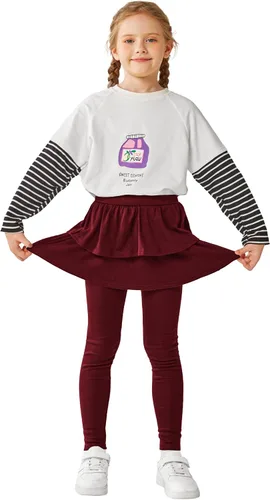 Vista 5 de Resinta Leggings para niñas con falda con volantes, pantalones de tutú cálidos, mallas sin pies, falda preciosa para niñas