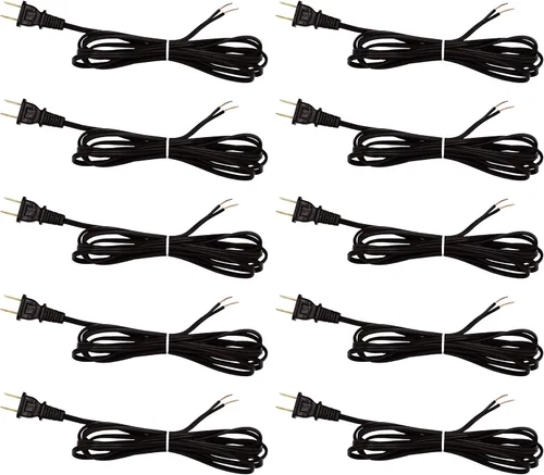 Vista 7 de Creative Hobbies Cable de lámpara negro de 8 pies de largo, SPT-1, calibre 18, cable de alimentación con certificación UL para reparación