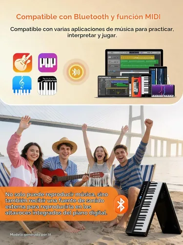 Vista 7 de TERENCE Teclado ponderado plegable de 88 teclas V50 para principiantes