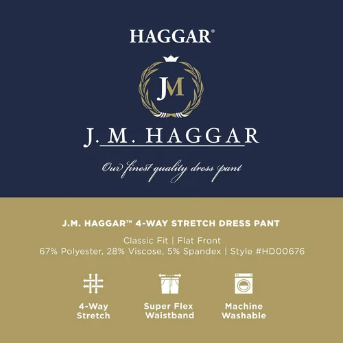 Vista 4 de J.M. Haggar Men's Classic Fit Flat Front Dress Pant-Regular and Big & Tall Sizes