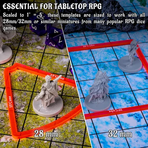 Vista 5 de CZYY Juego de 15 plantillas de hechizos de área de efecto, marcadores de daño AOE con cubo, cono, círculo y línea, accesorios compatibles