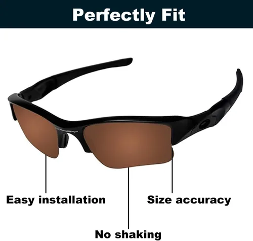 Vista 6 de Fiskr Lentes de repuesto polarizadas antiagua para gafas de sol Oakley Flak Jacket XLJ, paquete de 2 pares, Rojo fuego y azul hielo