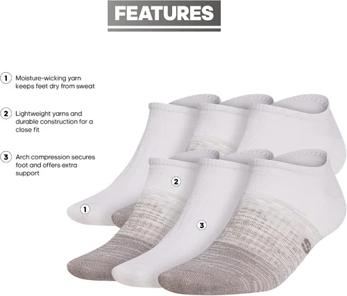Vista 2 de adidas Calcetines invisibles Superlite para hombre con compresión de arco (6 pares)