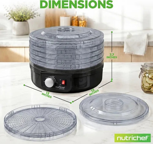 Vista 8 de NutriChef - Máquina deshidratadora de alimentos, ideal para carne seca, carnes, champiñones, frutas y verduras, sin BPA y deshidratación uniforme, 5