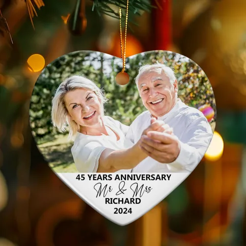 Vista 3 de Adorno de Navidad con foto personalizada 2025 para la familia, aniversario como el señor y la señora abuelos, carga cualquier imagen, cualquier foto