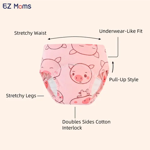 Vista 2 de EZ Moms 6 paquetes de ropa interior de entrenamiento para niñas 100% algodón, absorbente, acolchada, para niños pequeños, 5T, a prueba de fugas
