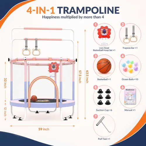 Vista 13 de Toddler Trampoline - Upgraded Heavy Duty Steel Frame Trampoline for Kids