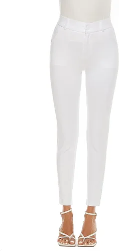 Vista 4 de Pantalones de trabajo elásticos cómodos y ajustados de cintura alta para mujer con bolsillos