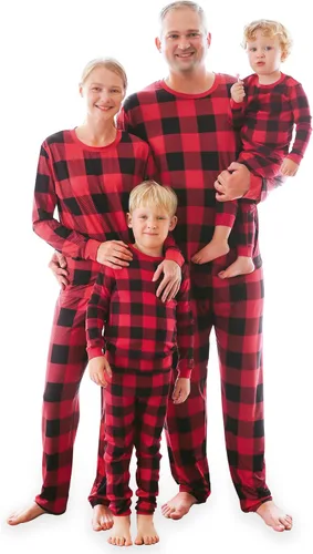 Vista 76 de VAENAIT BABY Infant Toddler Kids Adult Couple Family Matching Women Men Christmas Pjs Xmas Holiday Buffalo Plaid Pajama Set