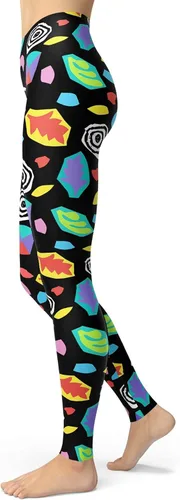 Vista 4 de sissycos - Leggings suaves como la seda y elásticos para mujer, con estampado salpicado artístico y estilo de años ochenta