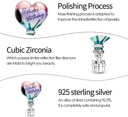 Vista 2 de Dijes de plata de ley 925 con circonita cúbica para mujer, pulseras y collares, madre de Navidad para mujer