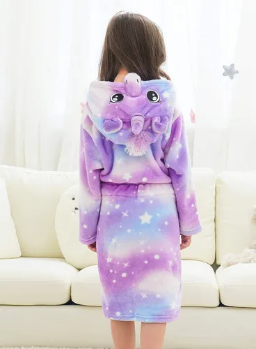 Vista 2 de Bata suave con capucha de unicornio con diadema y vendas para niñas