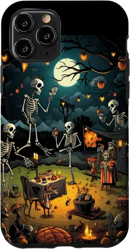 Vista 27 de Funda para disfraz de Halloween para iPhone 16 de noche de terror de esqueleto