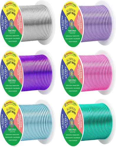 Vista 371 de Mandala Crafts - Alambre de aluminio anodizado de calibre 22 para hacer joyas - 137.2 m de alambre flexible surtido y coloreado - Doble para bonsái