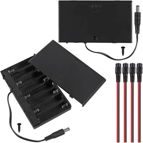 Vista 12 de 5 piezas Soporte de caja de batería de 2 AA con enchufe USB hembra 2 AA Caja de batería de alimentación con interruptor de encendido/apagado